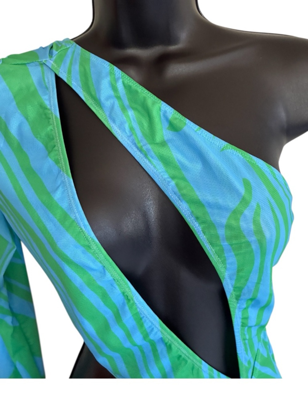 NWT Sorelle UK Green & Blue Cutout One-Shoulder Maxi Dress - Size S - Picture 5 of 10